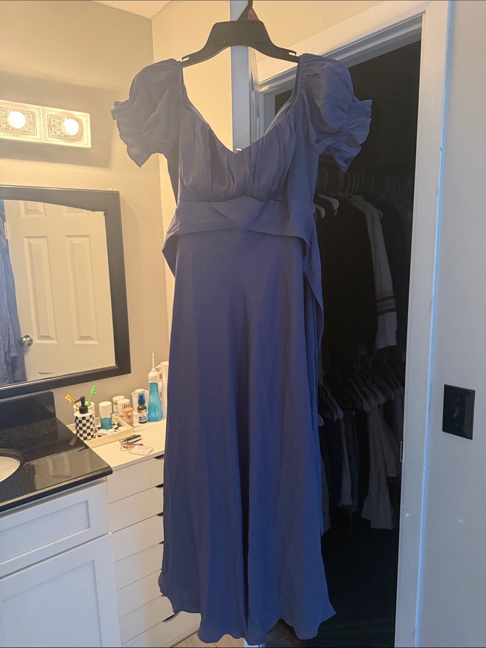Hello Molly Dusty Lavender Puff-Sleeve Maxi Dress